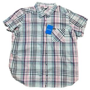 Columbia Women's Button Up Shirt Size 3X
Pink Blue Plaid Short Sleeve